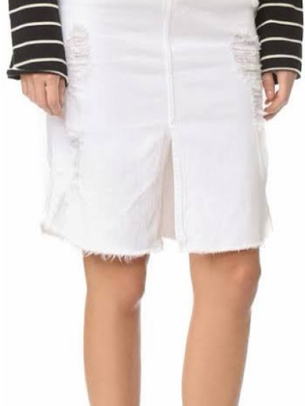 James Jeans Lana White Distressed Denim Skirt - Button Front with Slit size 27